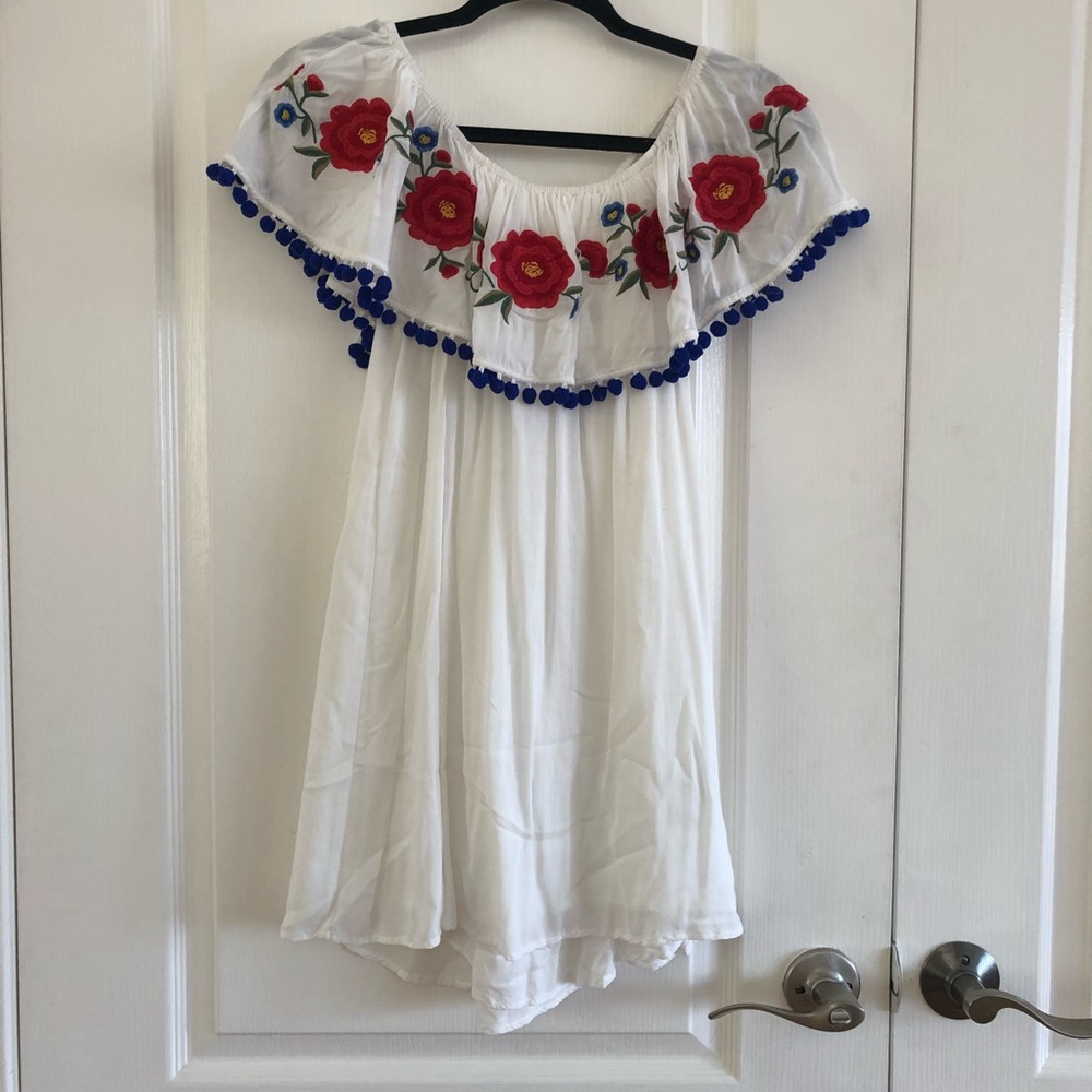 White Floral Off the Shoulder Dress